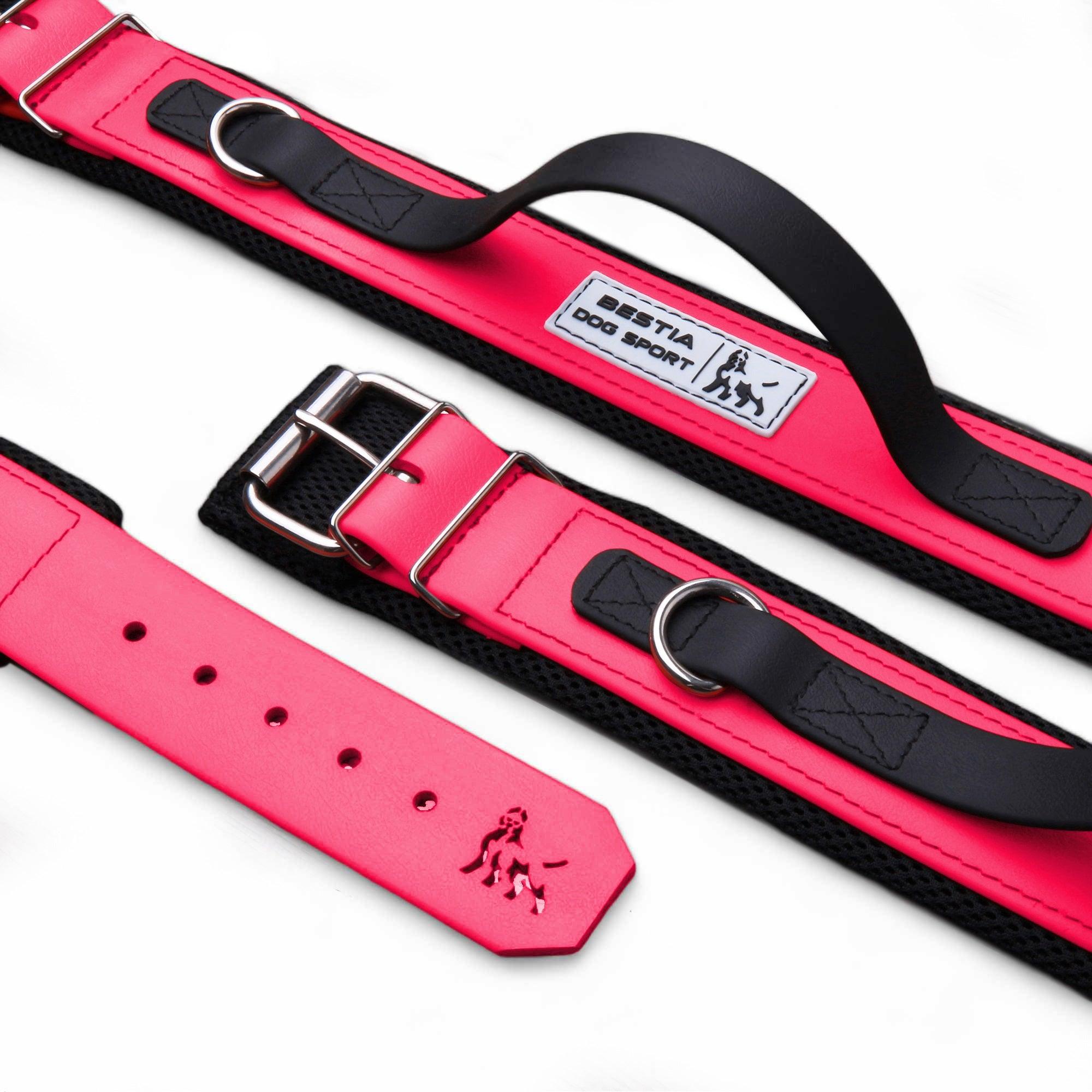 Bestia Dog Sport collier de sport avec poignée rose néon — photo 2