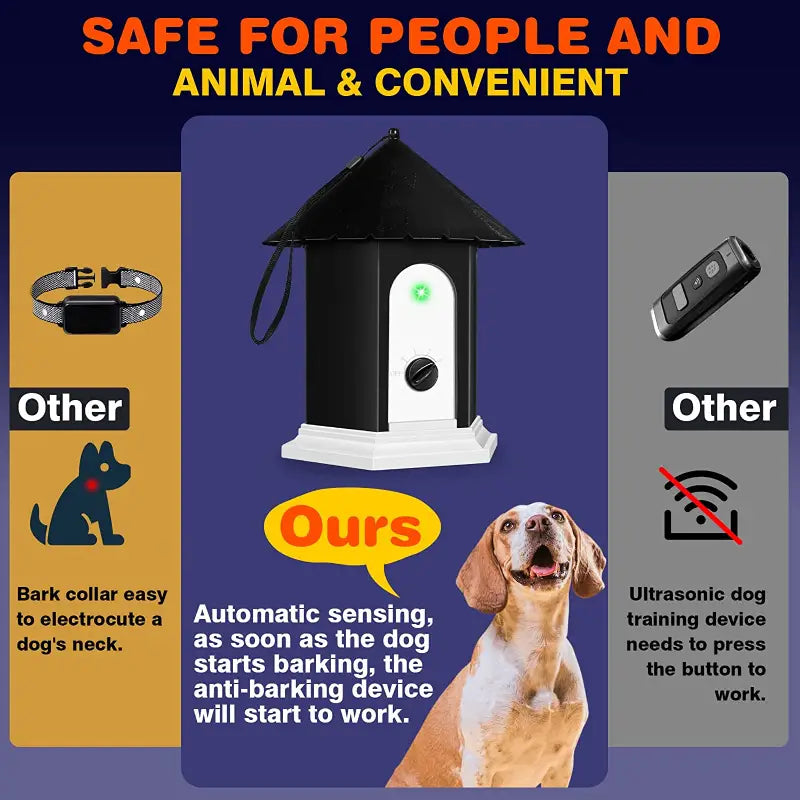 Tm Outil de contrôle des aboiements et d'entraînement pour chiens à ultrasons, imperméable et conçu pour l'extérieur, 2-en-1 — Colliers, laisses et harnais — photo 6