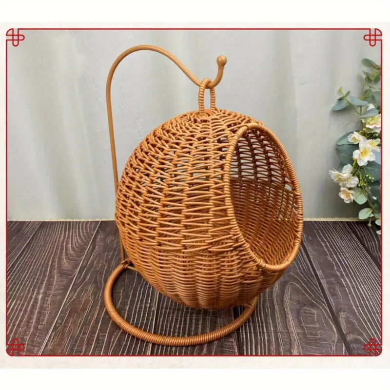 Tm Cage pour chat en rotin imitation - Nid suspendu pour chat avec design semi-fermé — Arbres à chat et griffoirs — photo 4