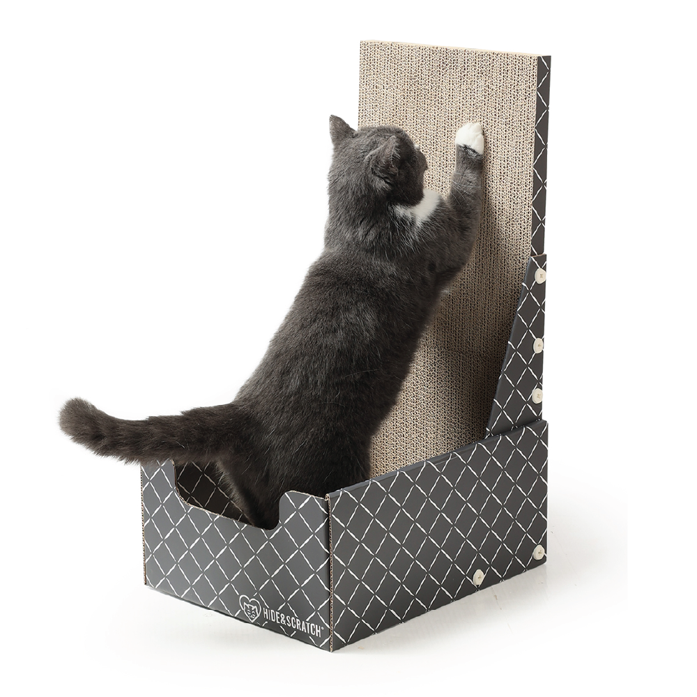 Hide & Scratch 26" L Shaped Cat Scratcher Box and Cat Bed with Double-Sided Cardboard Cat Scratch Pad — Arbres à chat et griffoirs — photo 2