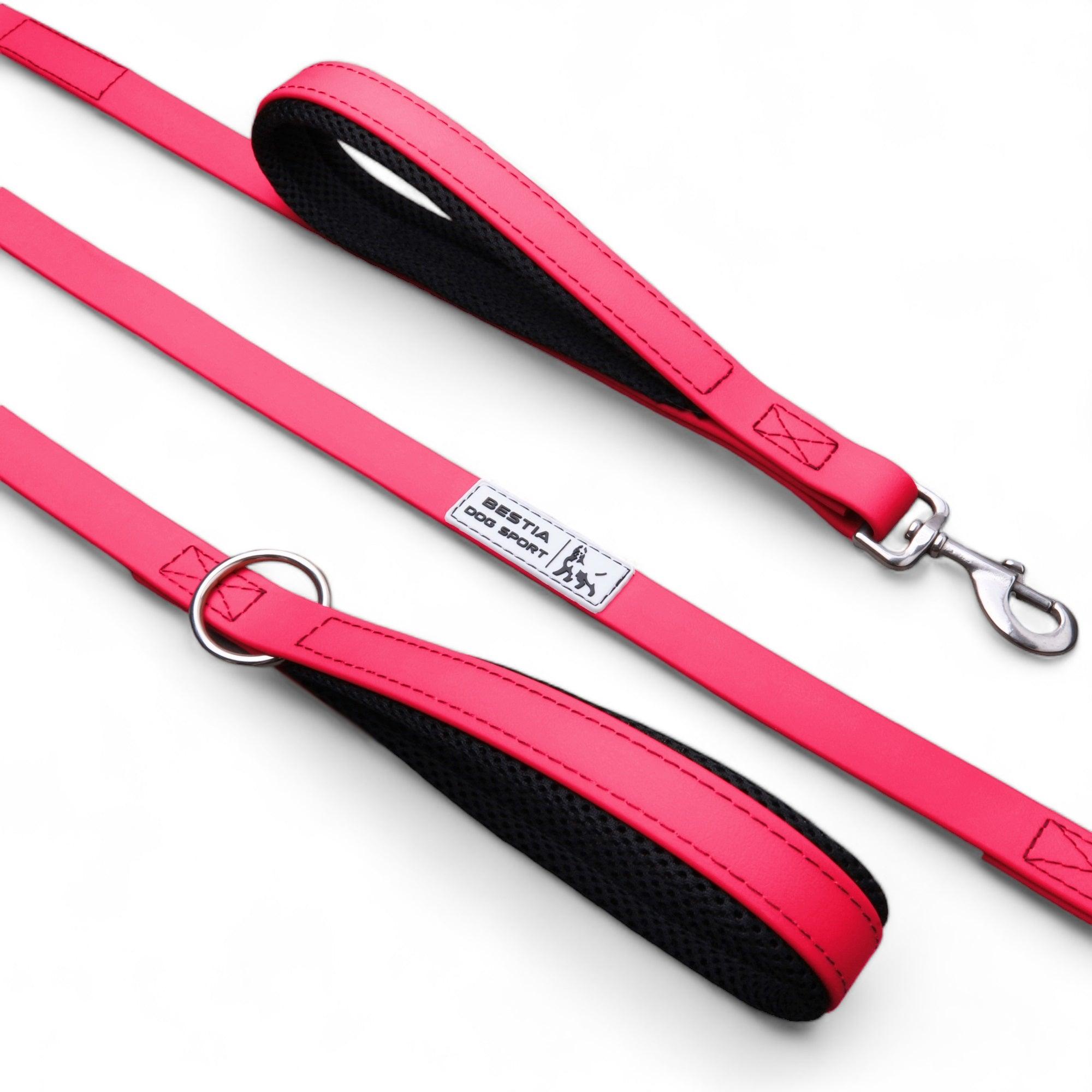 Laisse double poignée BESTIA DOG SPORT neon pink — Colliers, laisses et harnais — photo 2