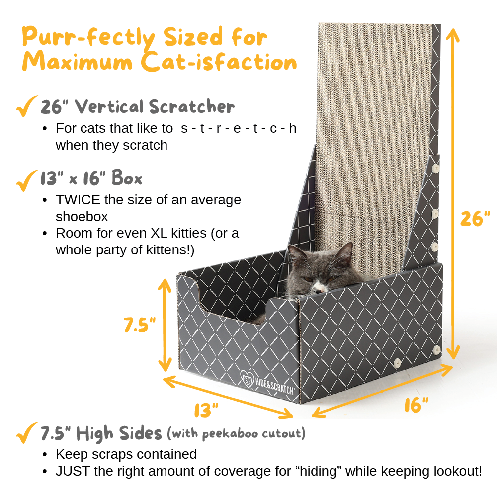 Hide & Scratch 26" L Shaped Cat Scratcher Box and Cat Bed with Double-Sided Cardboard Cat Scratch Pad — Arbres à chat et griffoirs — photo 4