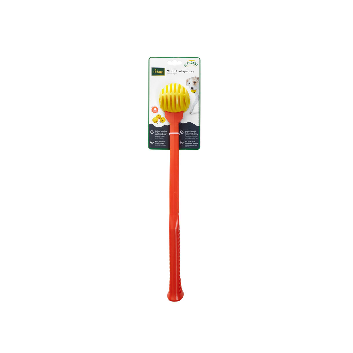 Lanceur de balles pour chiens Hunter avec balle en caoutchouc jaune orange — Jouets — photo 2