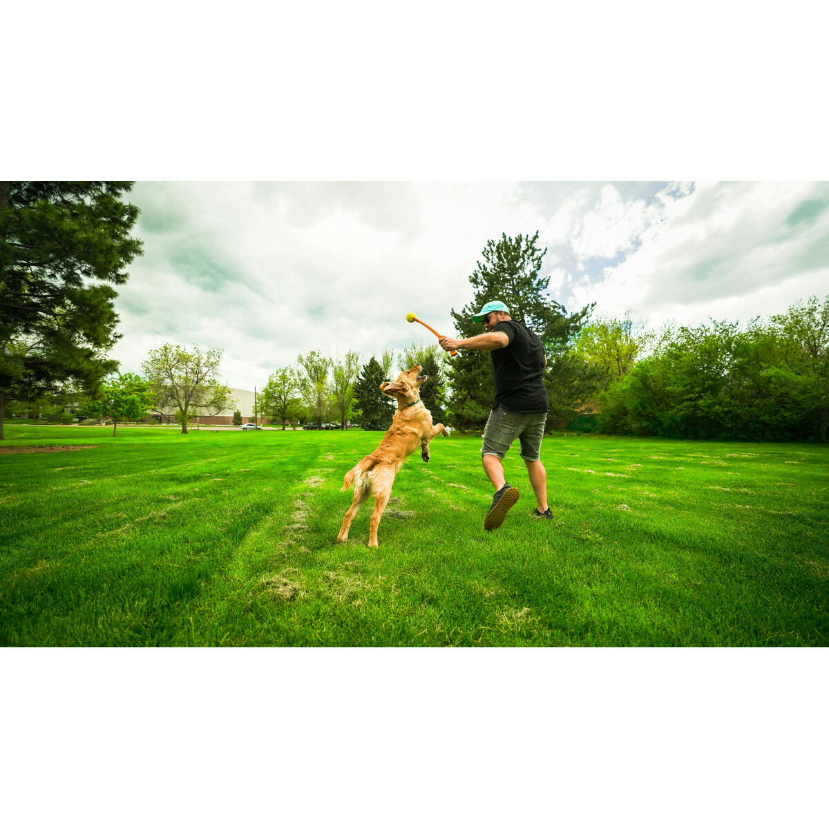 Lanceur de balles pour chiens Hunter avec balle en caoutchouc jaune orange — Jouets — photo 5