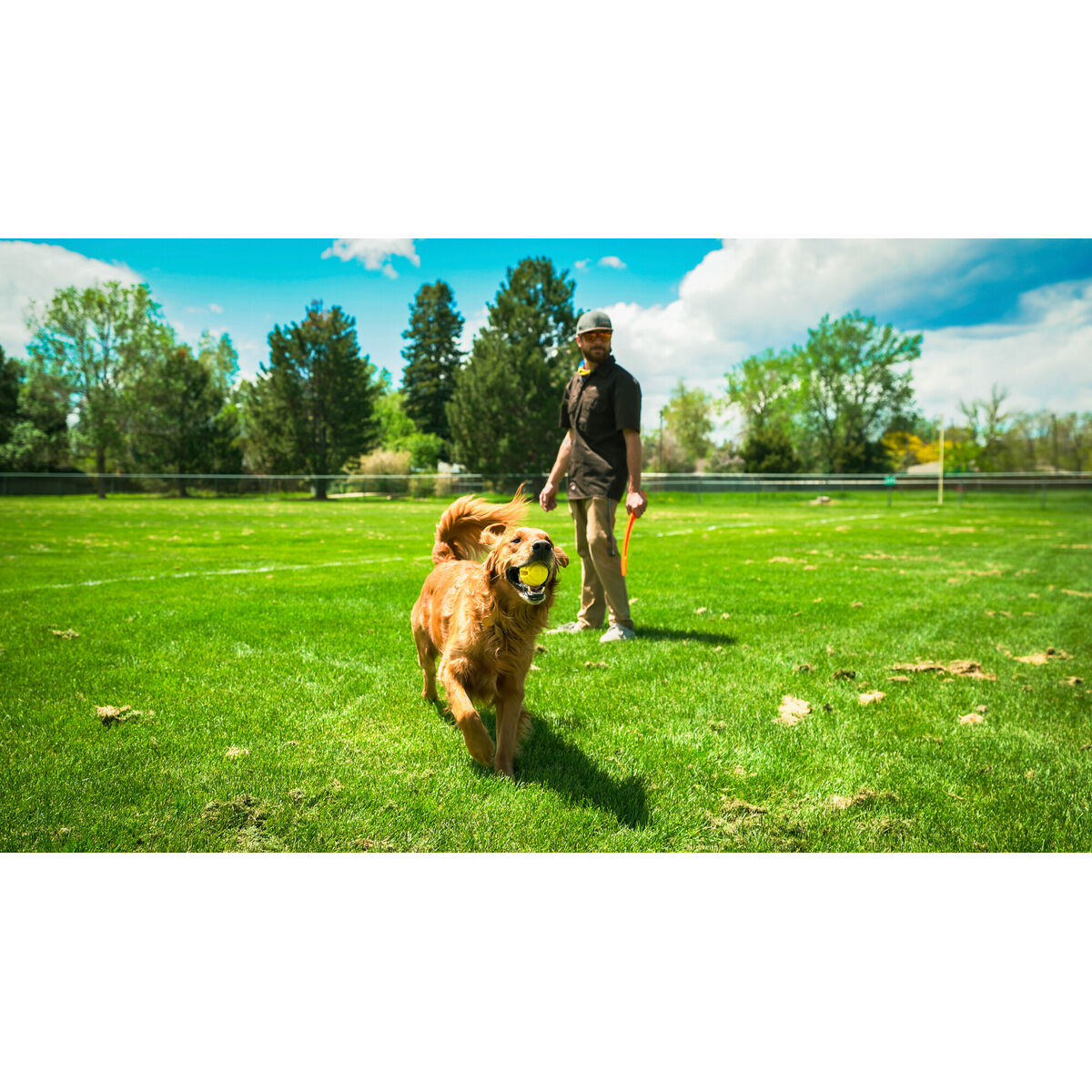 Lanceur de balles pour chiens Hunter avec balle en caoutchouc jaune orange — Jouets — photo 4