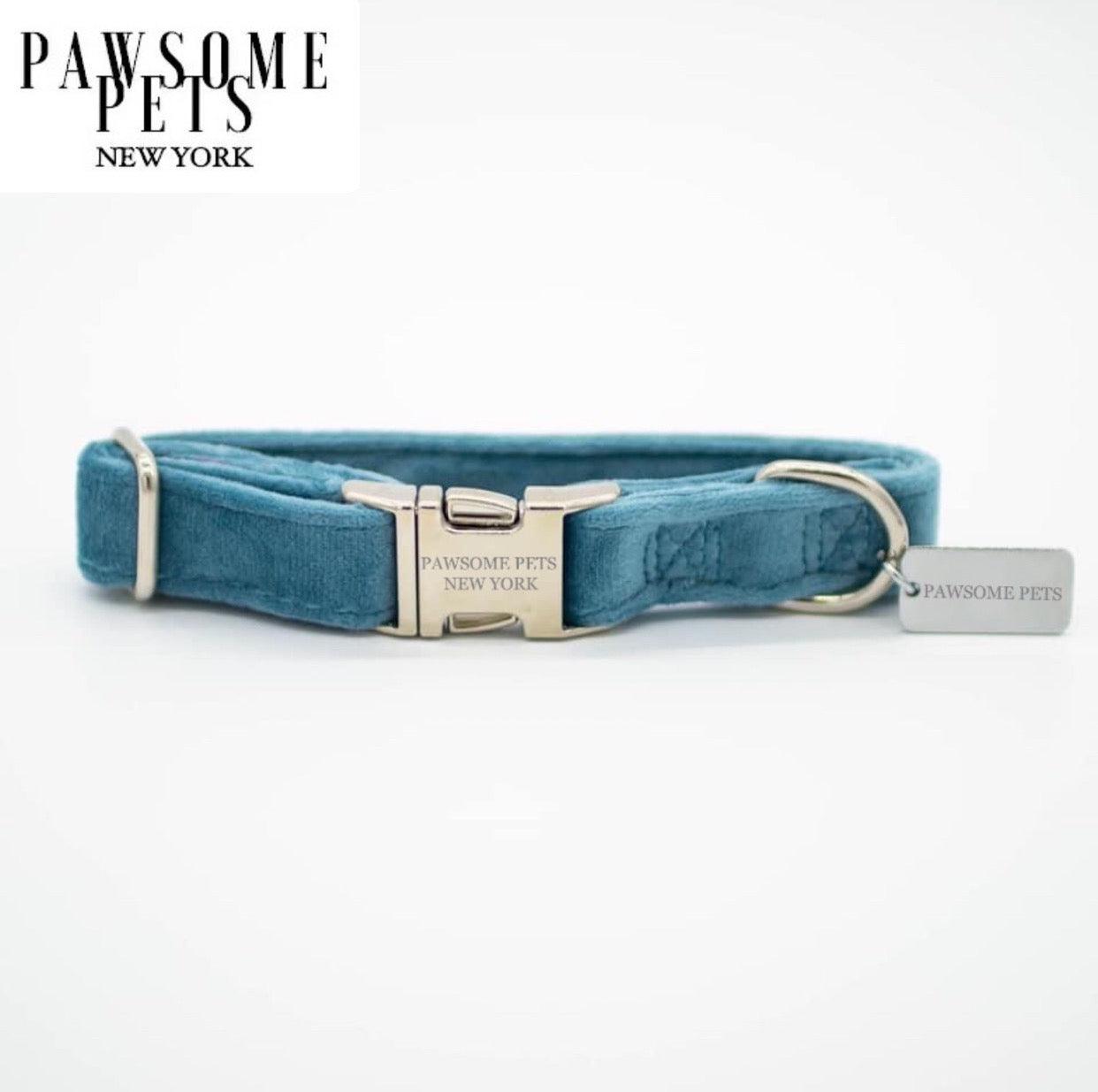 Pawsome Pets New York Petit collier pour chien & chat - Velours bleu ciel — photo 2