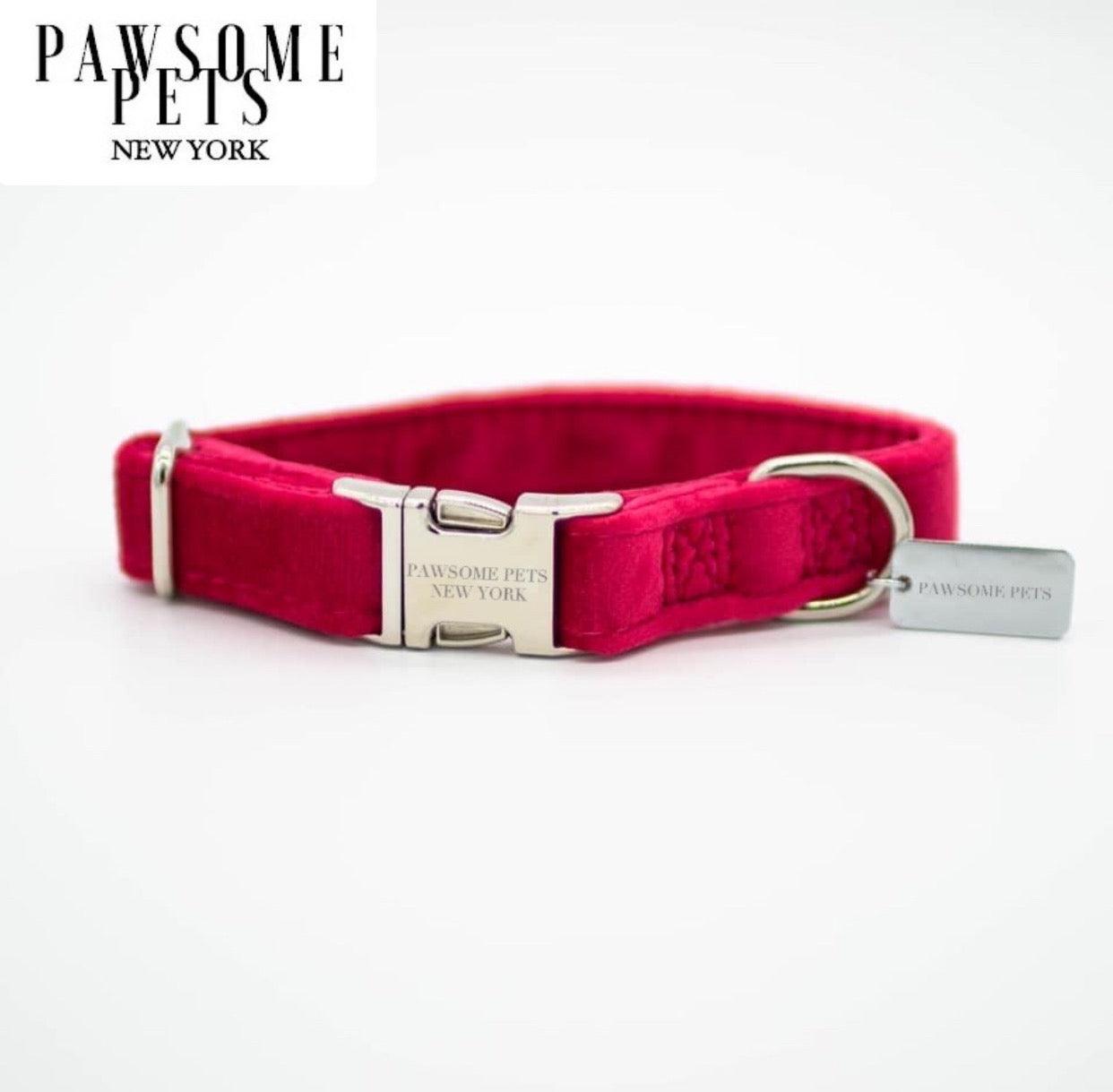 Pawsome Pets New York Petit collier pour chien & chat - Velours rouge — photo 2