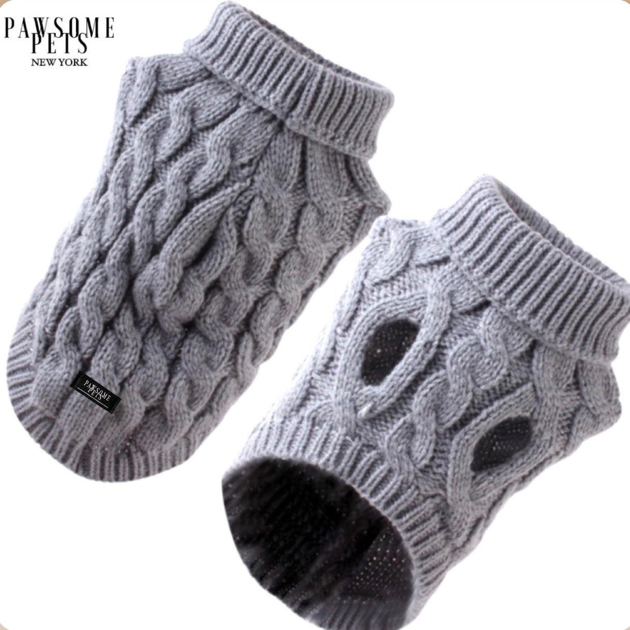 Pawsome Pets New York (Ekstra ciepły) sweter w splot dla psa i kota - Szary — Ubranka dla psów — photo 2