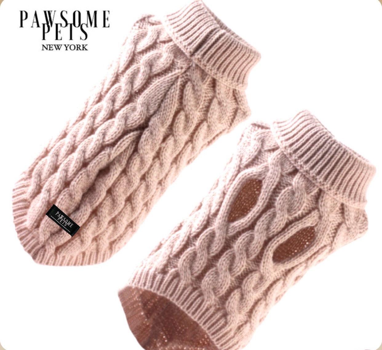 Pawsome Pets New York (Bardzo ciepły) sweter w splot sznureczkowy dla psa i kota - Beżowy — Ubranka dla psów — photo 2