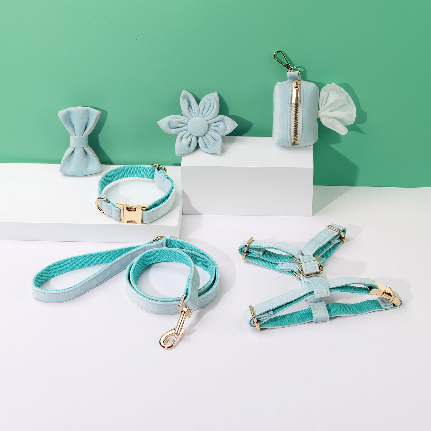 Pawsome Pets New York ENSEMBLE FLORAL STEP IN - VERT MENTHE (6 pièces) — Colliers, laisses et harnais — photo 2