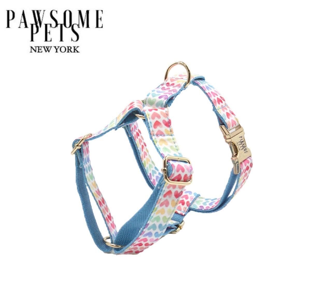 Pawsome Pets New York Harnais step-in - Rainbow heart blue — Colliers, laisses et harnais — photo 2