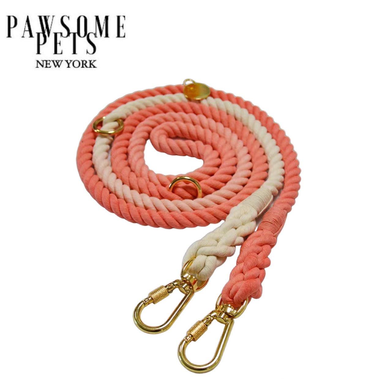 Pawsome Pets New York Laisse en corde pour chien mains libres - Ombre light coral — Colliers, laisses et harnais — photo 2