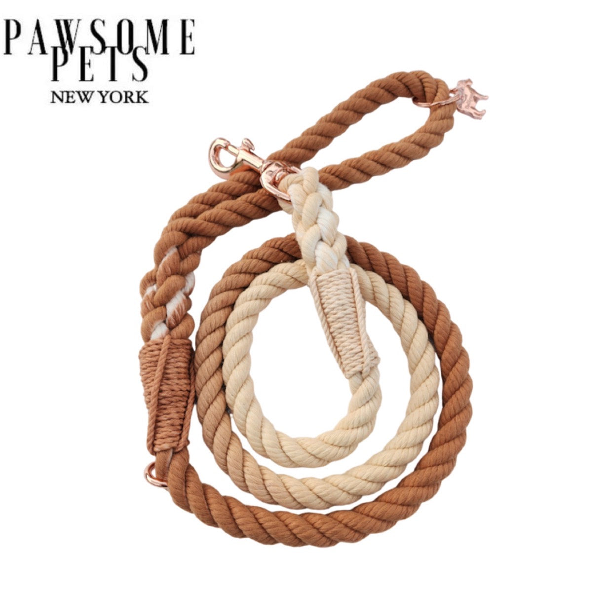 Pawsome Pets New York Smycz linowa - Ombre light brown — Obroże, smycze i szelki — photo 2
