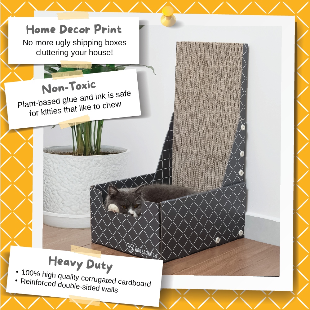 Hide & Scratch 26" L Shaped Cat Scratcher Box and Cat Bed with Double-Sided Cardboard Cat Scratch Pad — Arbres à chat et griffoirs — photo 5