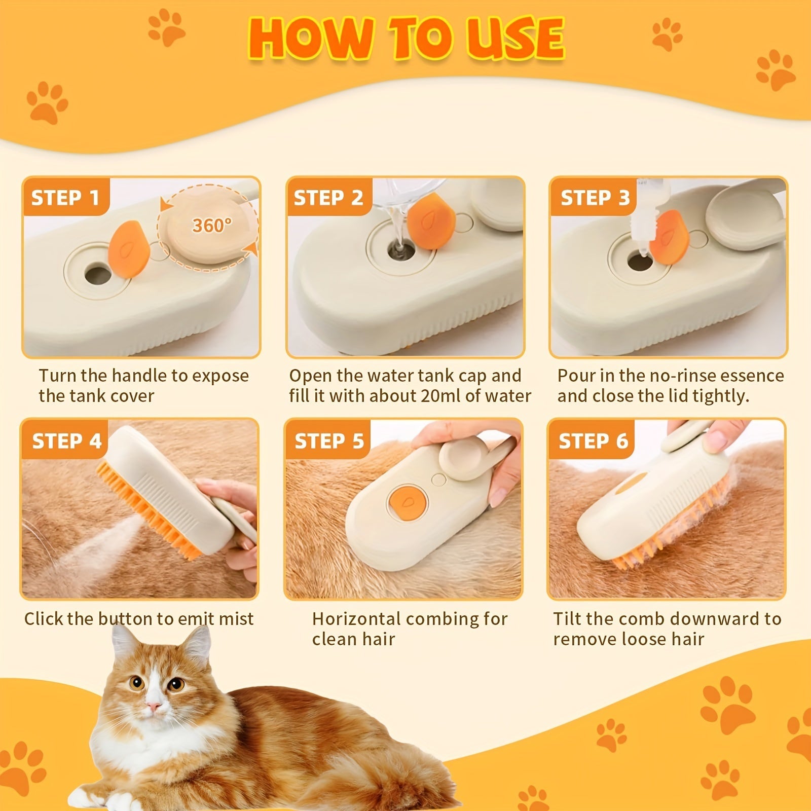 Tm Brosse à vapeur rechargeable 3-en-1 pour chats et chiens — Toilettage — photo 6