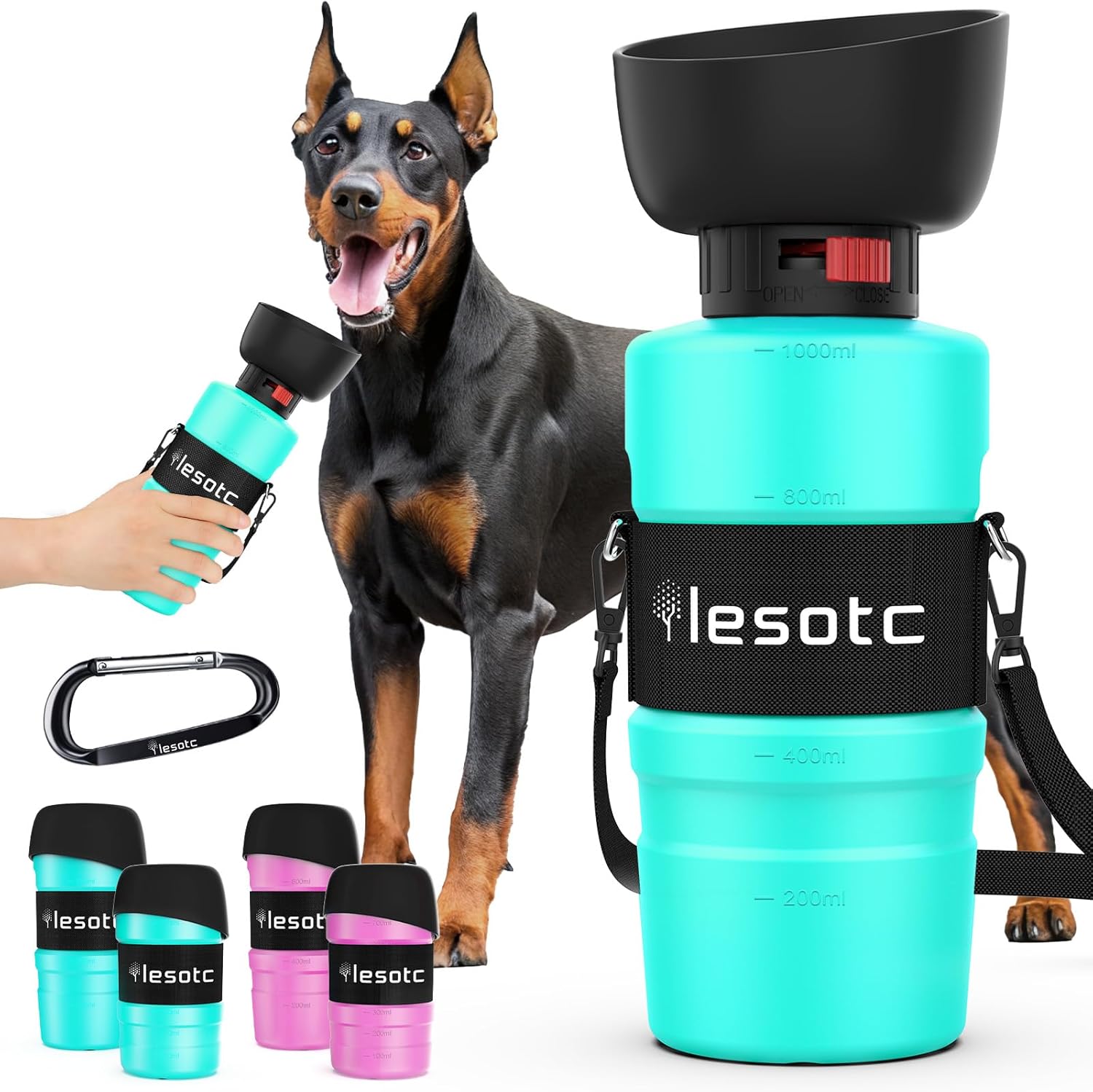 LESOTC Pet Products Bouteille d'eau portable pour chien 34oz Distributeur-3.5Gen — Gamelles, distributeurs et abreuvoirs — photo 6