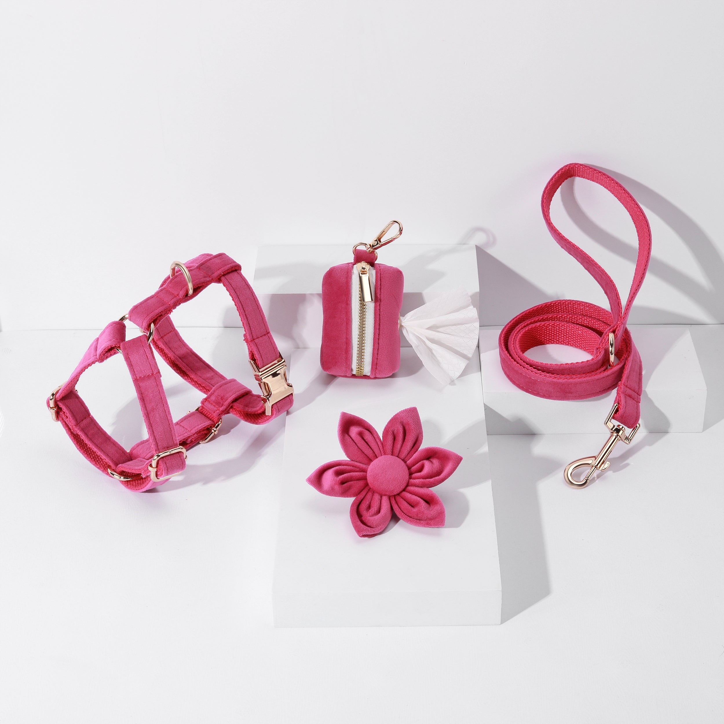 Pawsome Pets New York STEP IN FLORAL BUNDLE - ROSE PINK (4 sztuki) — Obroże, smycze i szelki — photo 2