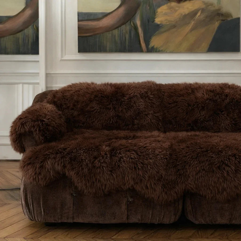 MellowConceptStore Housse de canapé en peau de mouton brune véritable pour chiens — Protecteur naturel de canapé (Sans plastique) — Paniers et caisses — photo 3