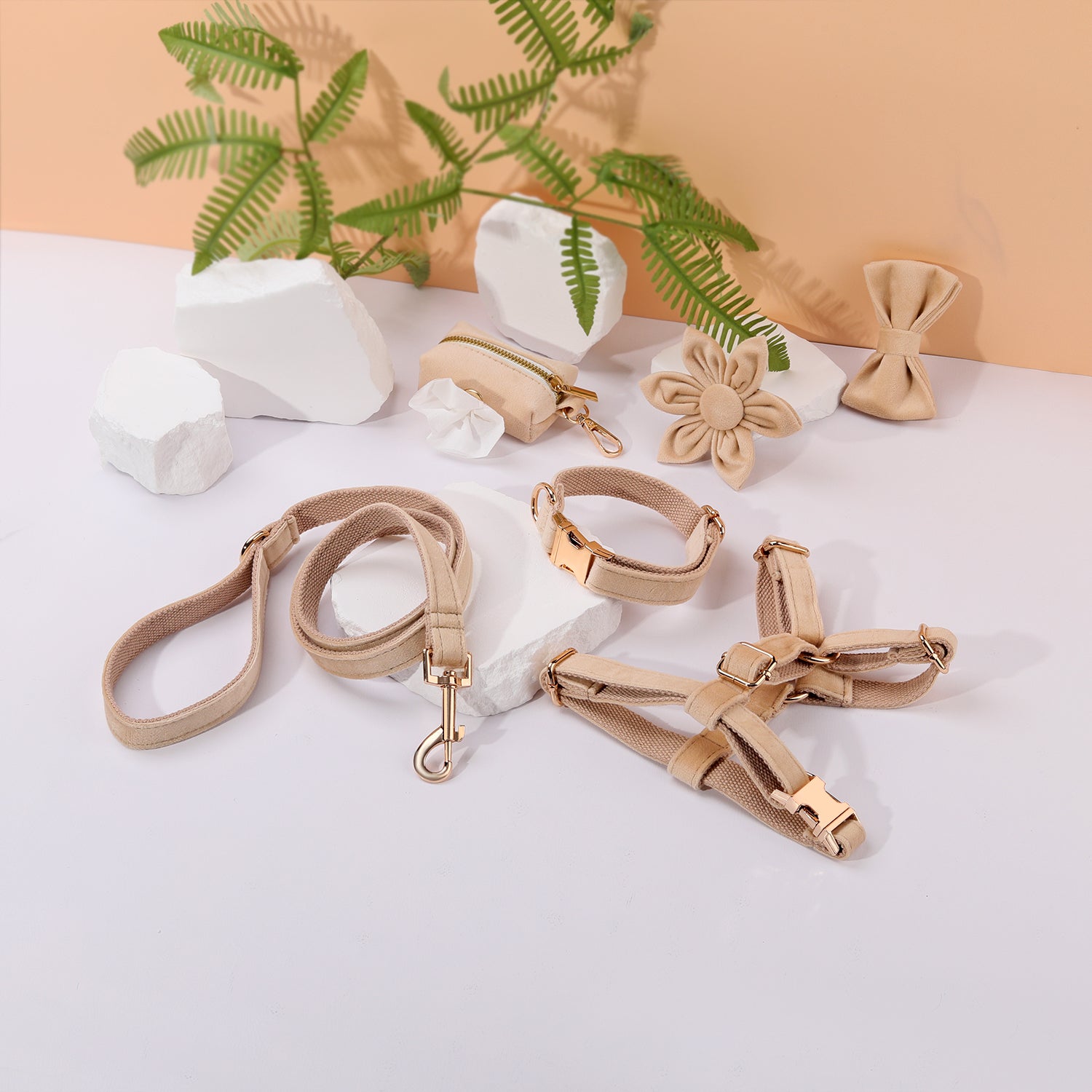 Pawsome Pets New York STEP IN FLORAL BUNDLE - BEIGE (6 pieces) — Obroże, smycze i szelki — photo 2