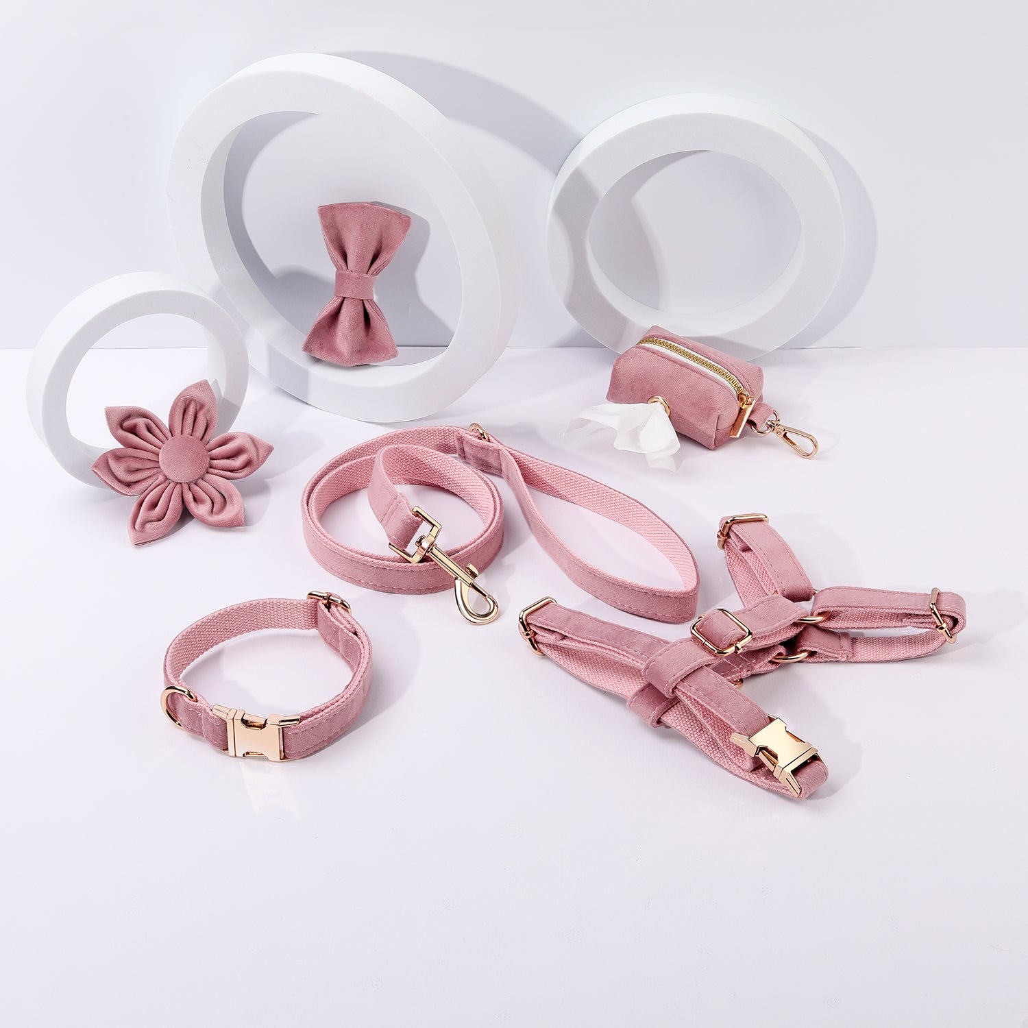 Pawsome Pets New York STEP IN FLORAL BUNDLE - PINK (6 pieces) — Obroże, smycze i szelki — photo 2