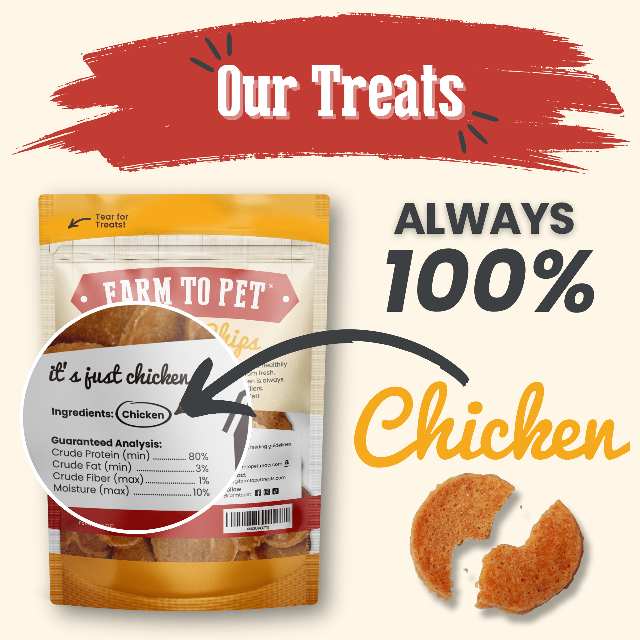 Farm To Pet Chips de poulet pour chiens | Friandises pour chien naturelles à ingrédient unique — photo 3
