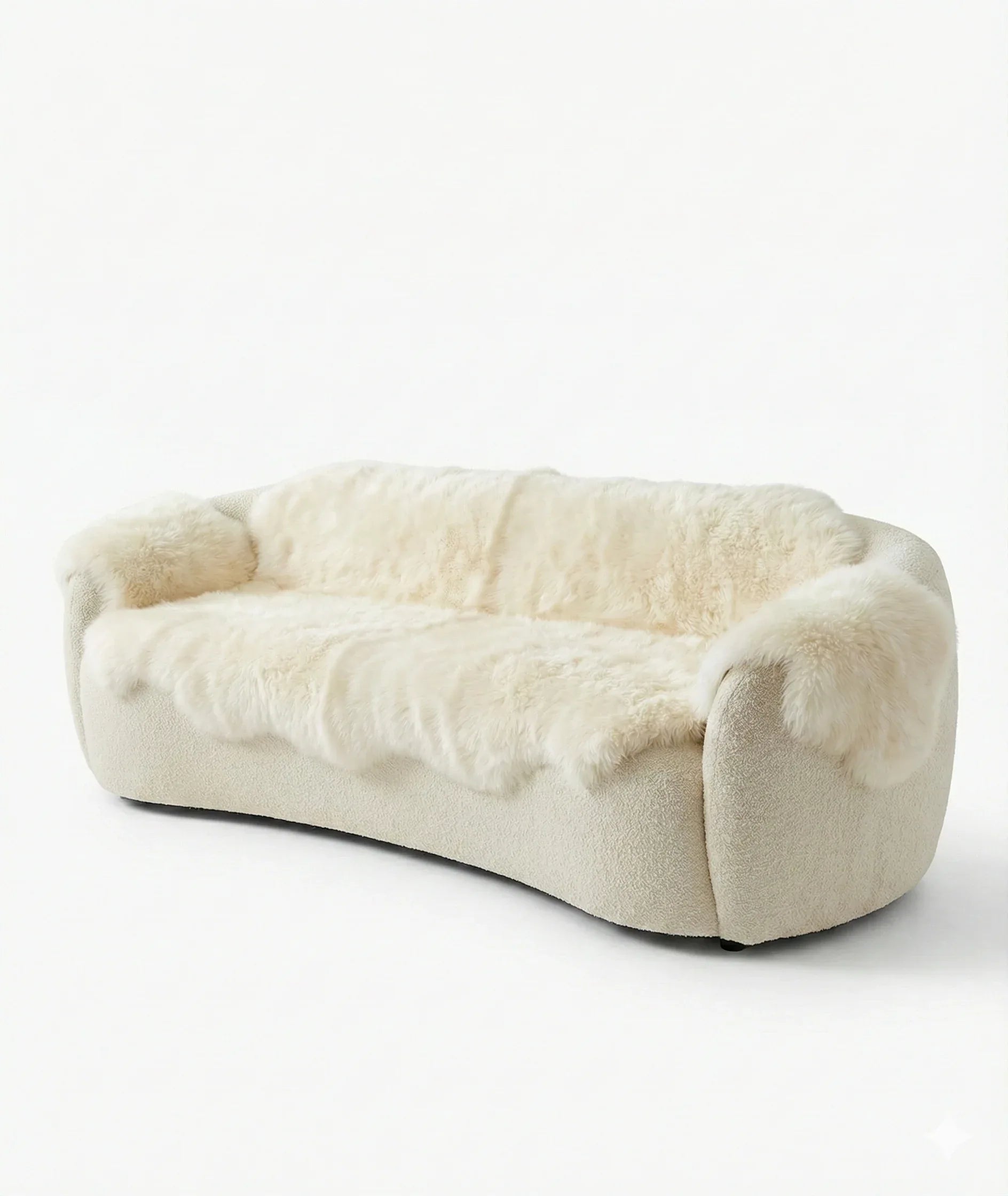 MellowConceptStore Housse de canapé en peau de mouton ivoire véritable pour chiens — Protecteur naturel de canapé (Sans plastique) — Paniers et caisses — photo 6