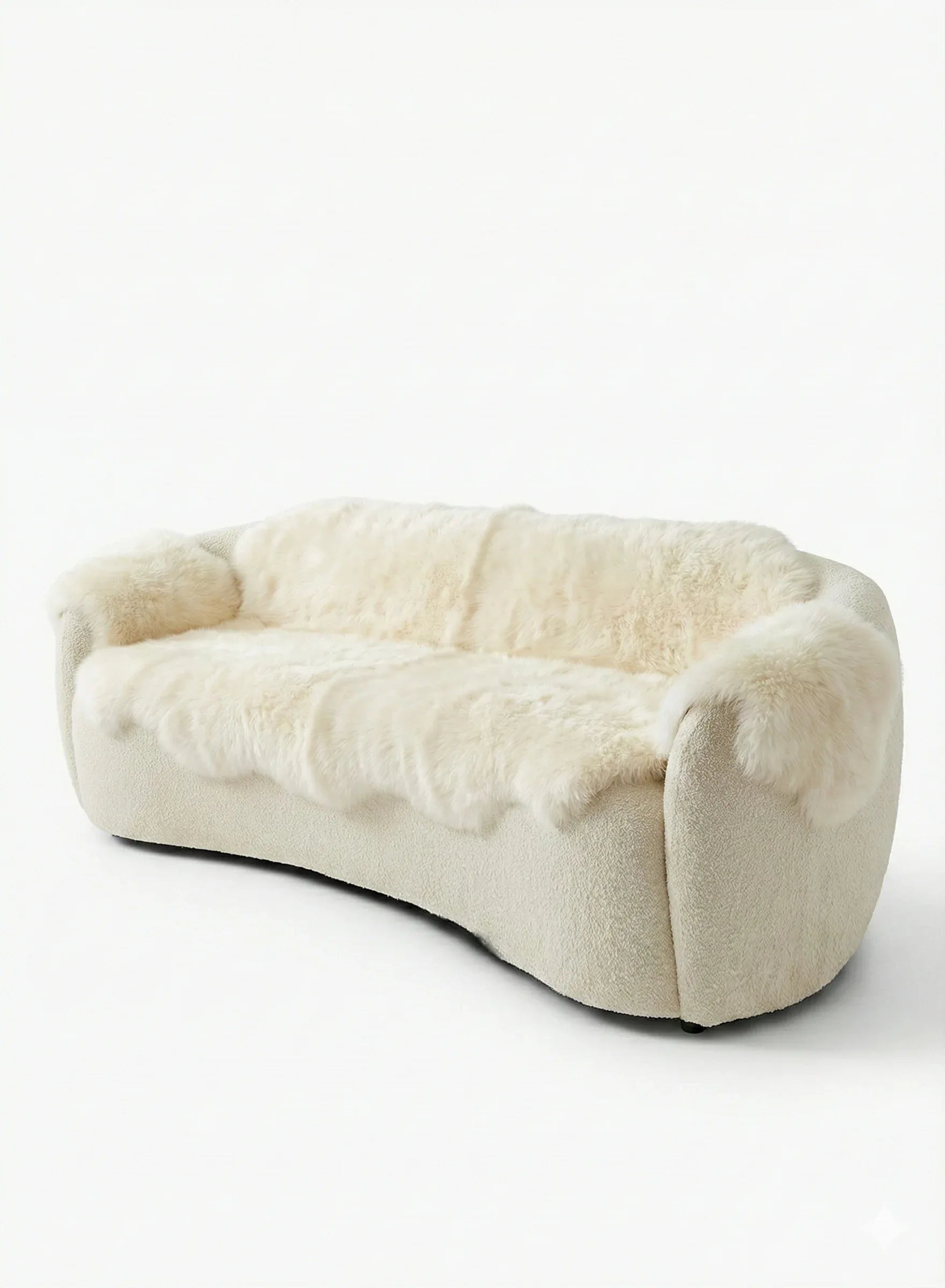 MellowConceptStore Housse de canapé en peau de mouton ivoire véritable pour chiens — Protecteur naturel de canapé (Sans plastique) — Paniers et caisses — photo 2