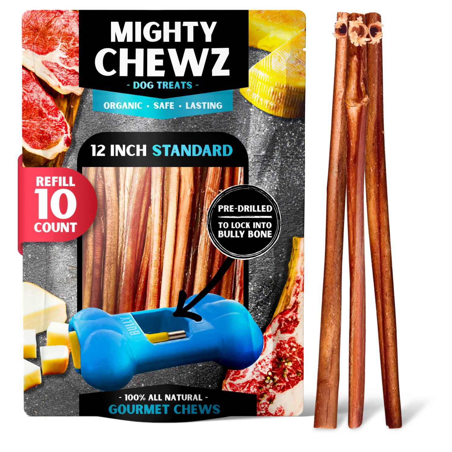 Classic Pet Chewz Sticks bully standard de 12" - Pack de recharge — Friandises et os à mâcher — photo 8