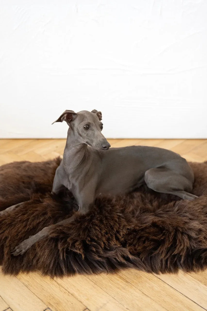 Mellow Pet Store Naturalna mata dla zwierząt ze skóry owczej, kwadratowa lub prostokątna - Brązowa — Legowiska i klatki — photo 2