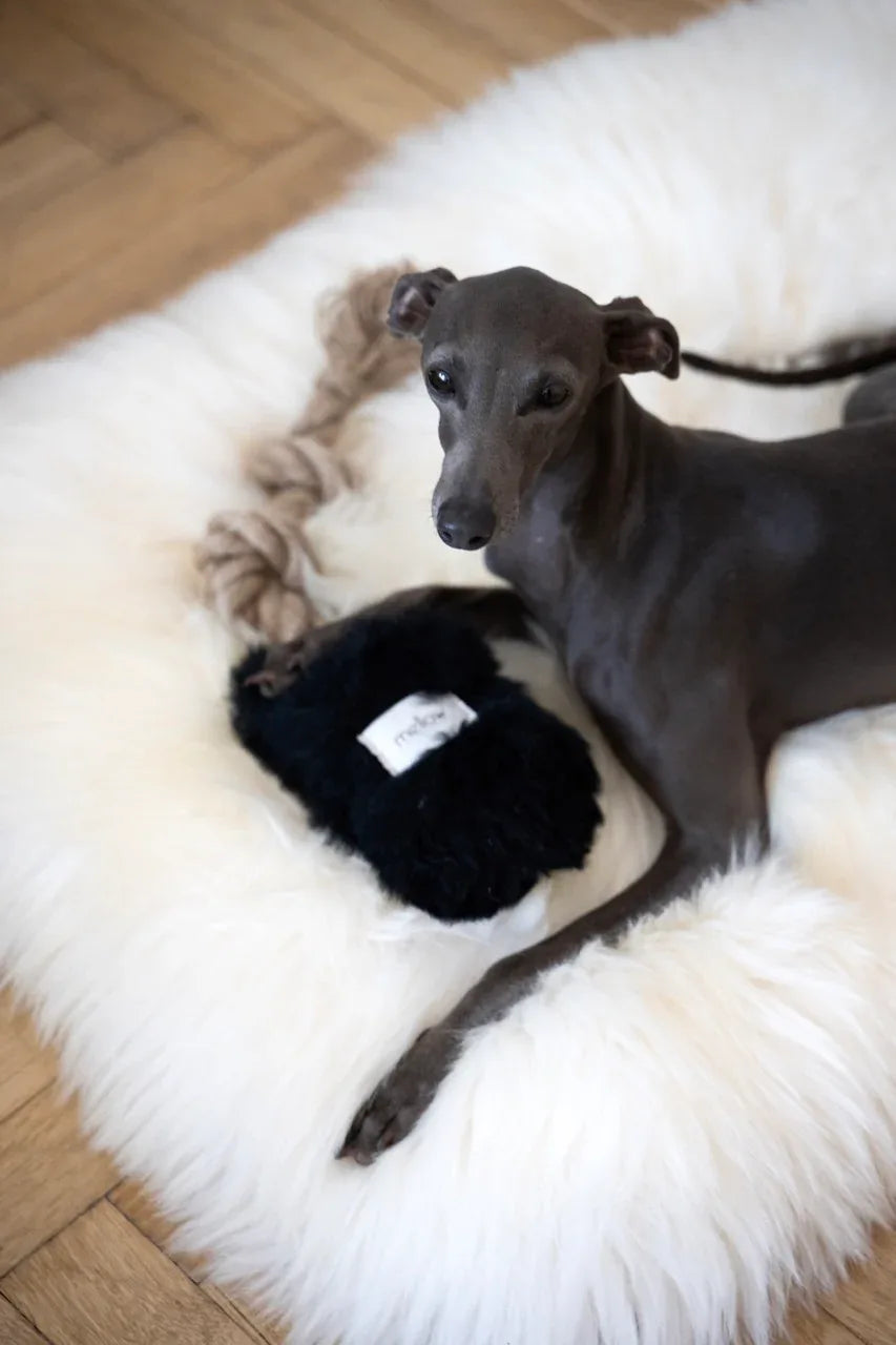 Mellow Pet Store Jouet à tirer pour chien en peau de mouton naturelle - Noir — photo 3