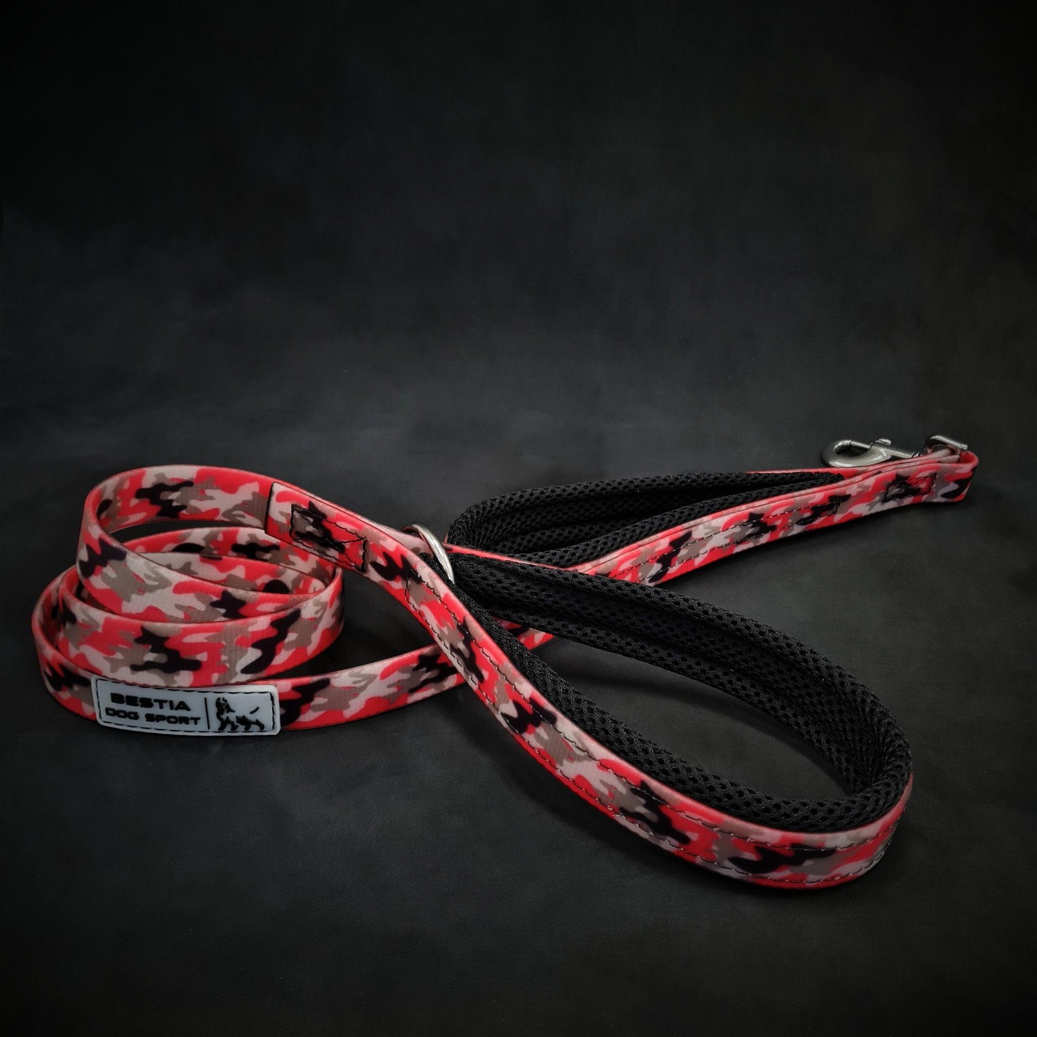 Laisse double poignée BESTIA DOG SPORT Red Camo — Colliers, laisses et harnais — photo 3