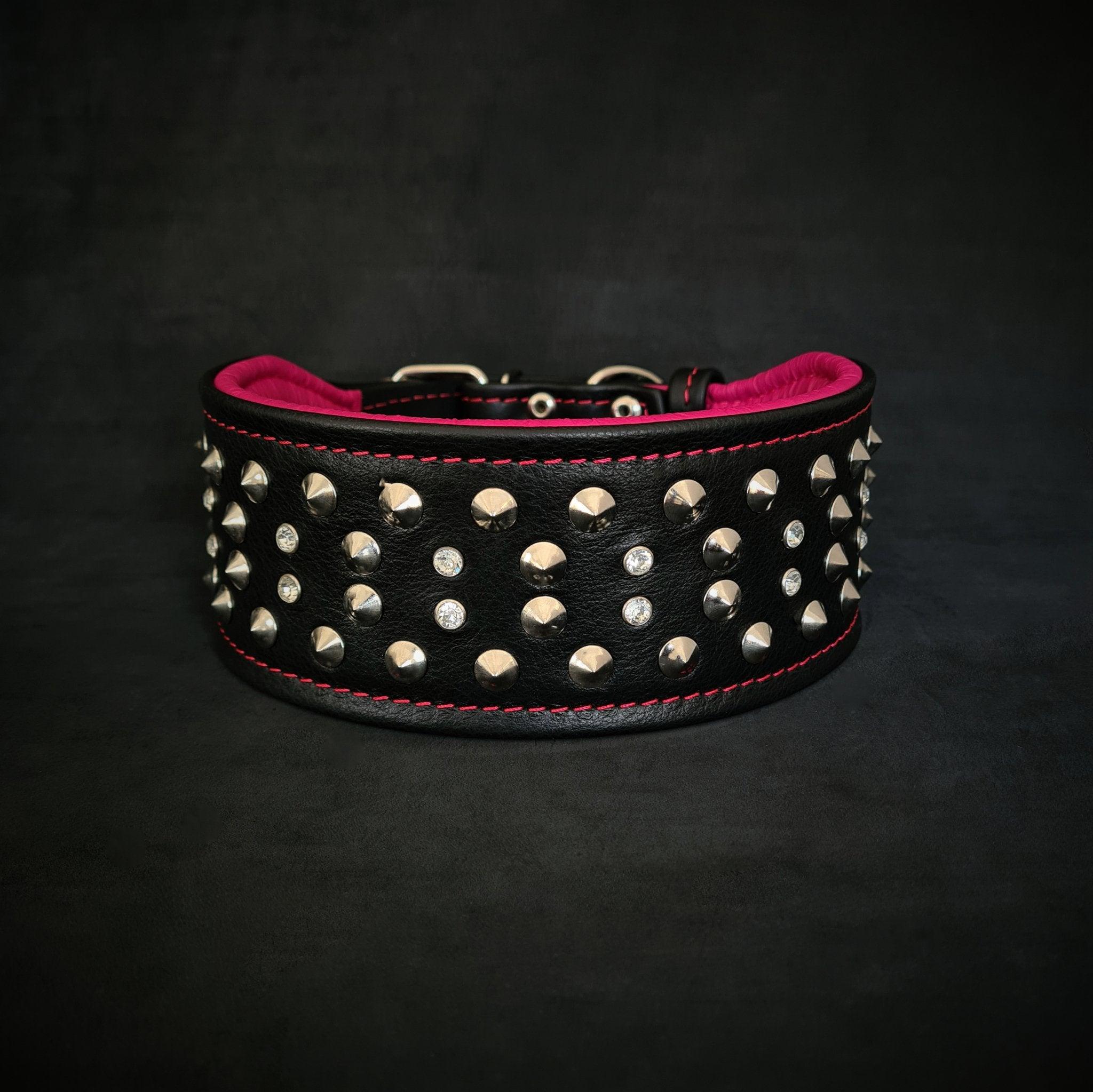 Bestia "Crystal" collier en cuir souple large de 2,8 pouces — photo 10