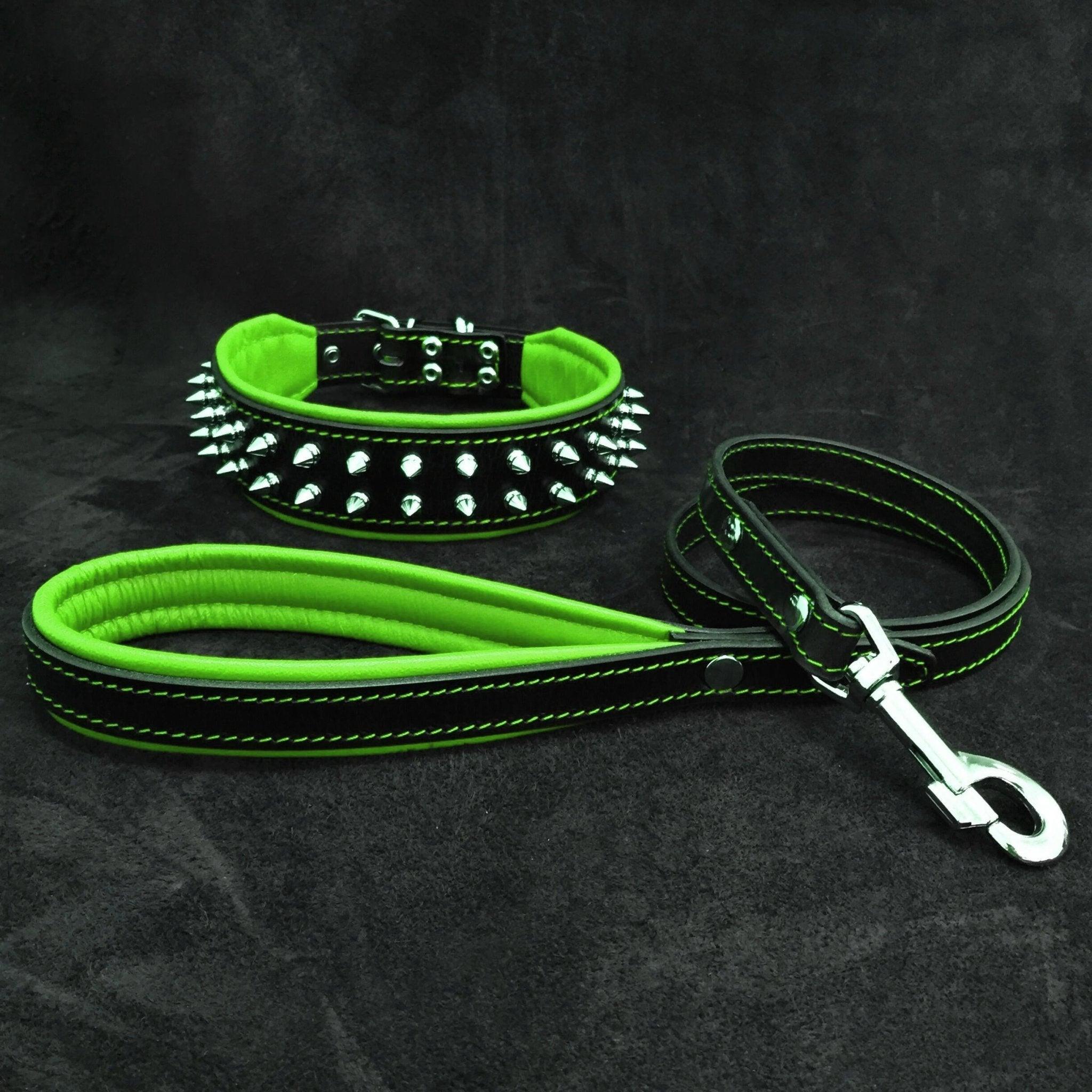 Bestia "Frenchie" Set- collar & leash. Green