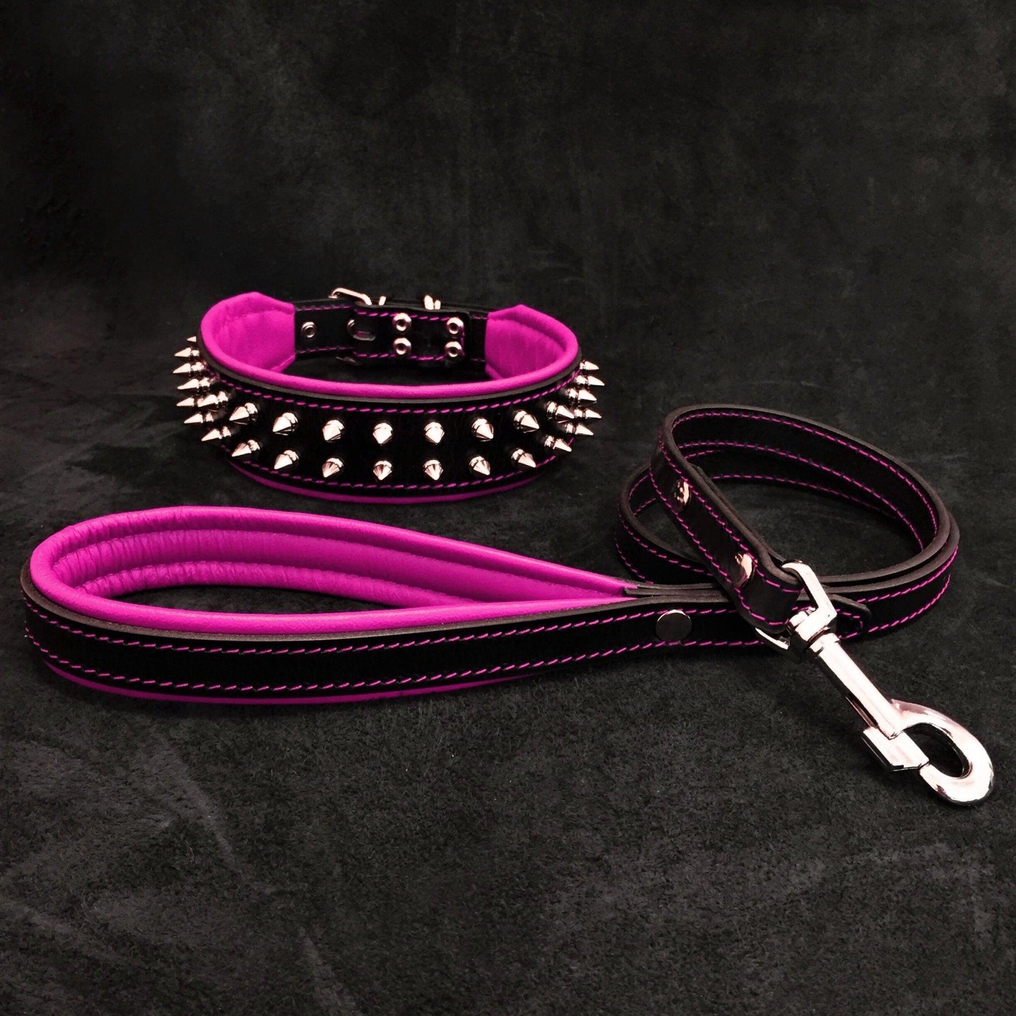 Bestia "Frenchie" Set- collar & leash. Pink