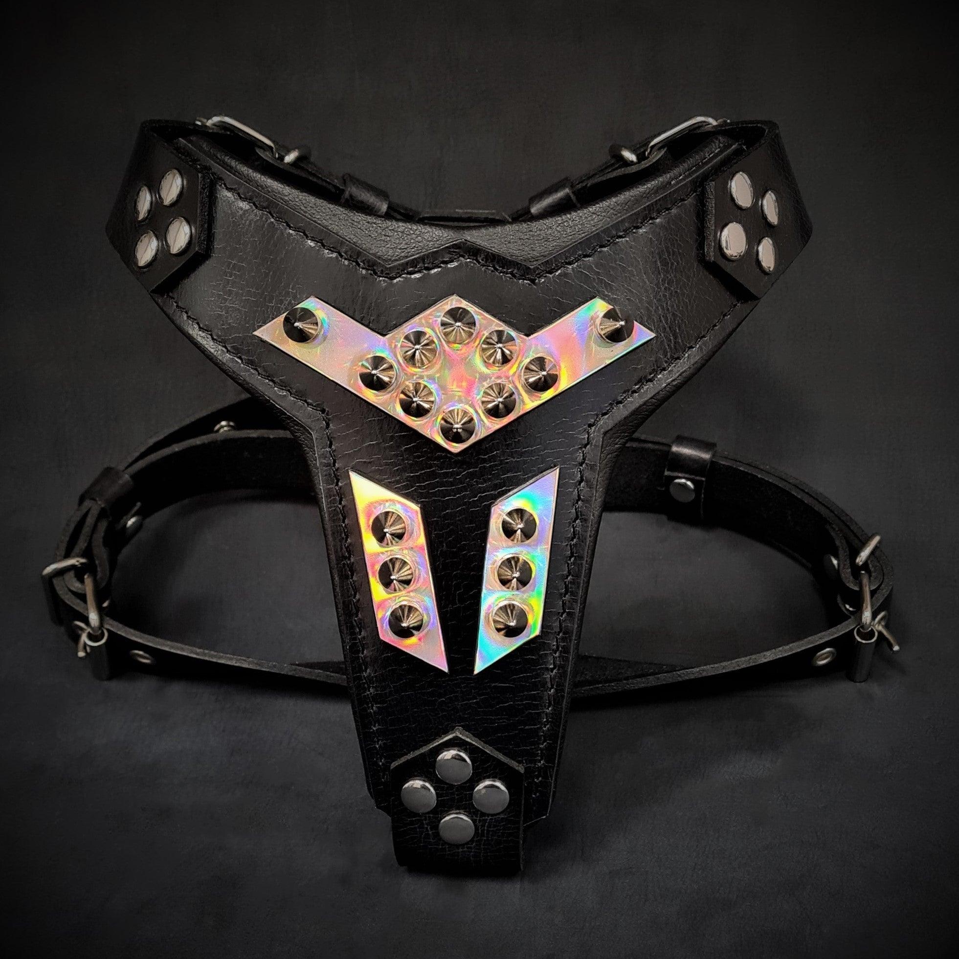 Bestia Harnais pour chien en cuir ''Midas'' argent taille moyenne — Colliers, laisses et harnais — photo 2