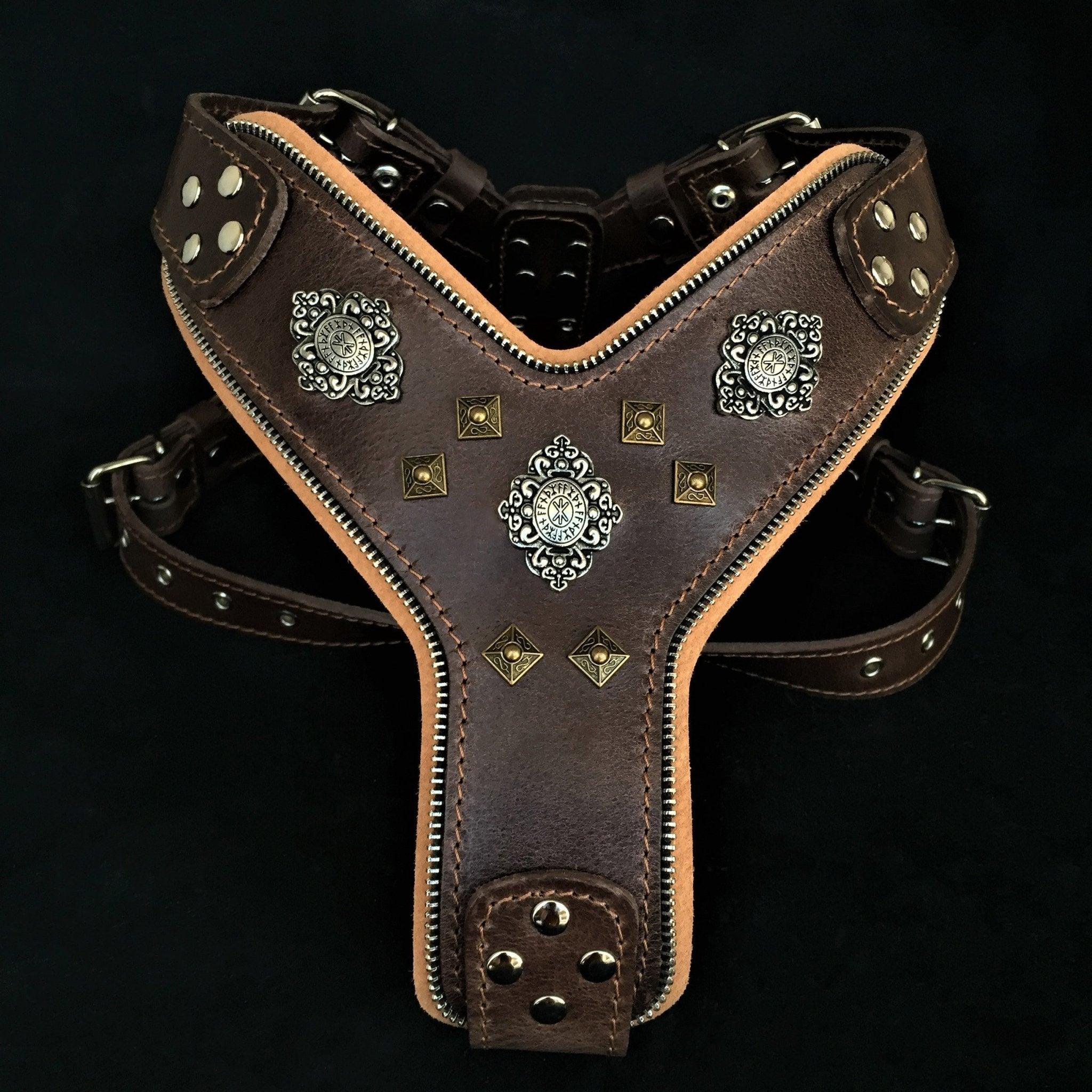 Bestia Le harnais pour grands chiens "Aztec" MARRON — Colliers, laisses et harnais — photo 2