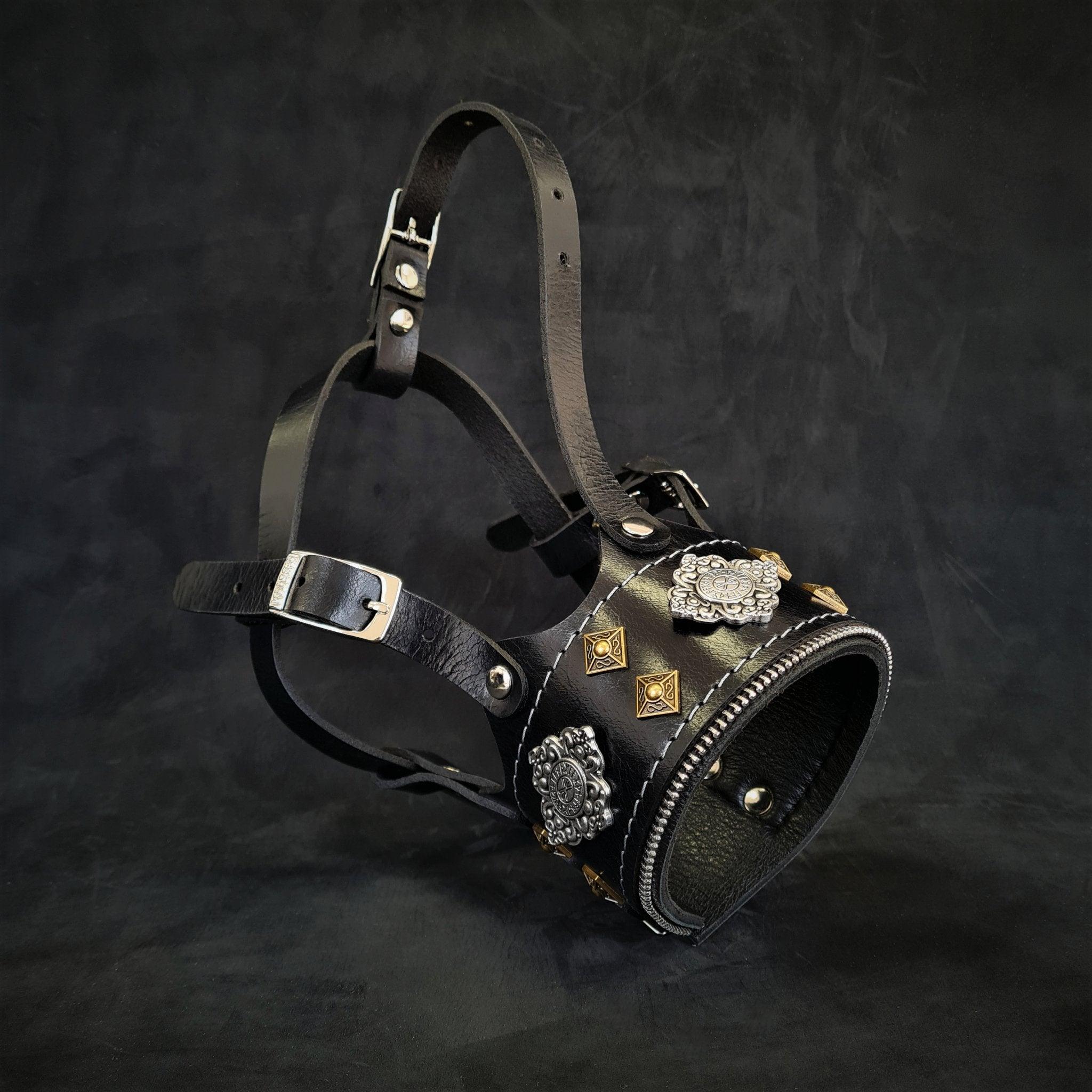 Bestia La muselière en cuir "Aztec" NOIR — Colliers, laisses et harnais — photo 2