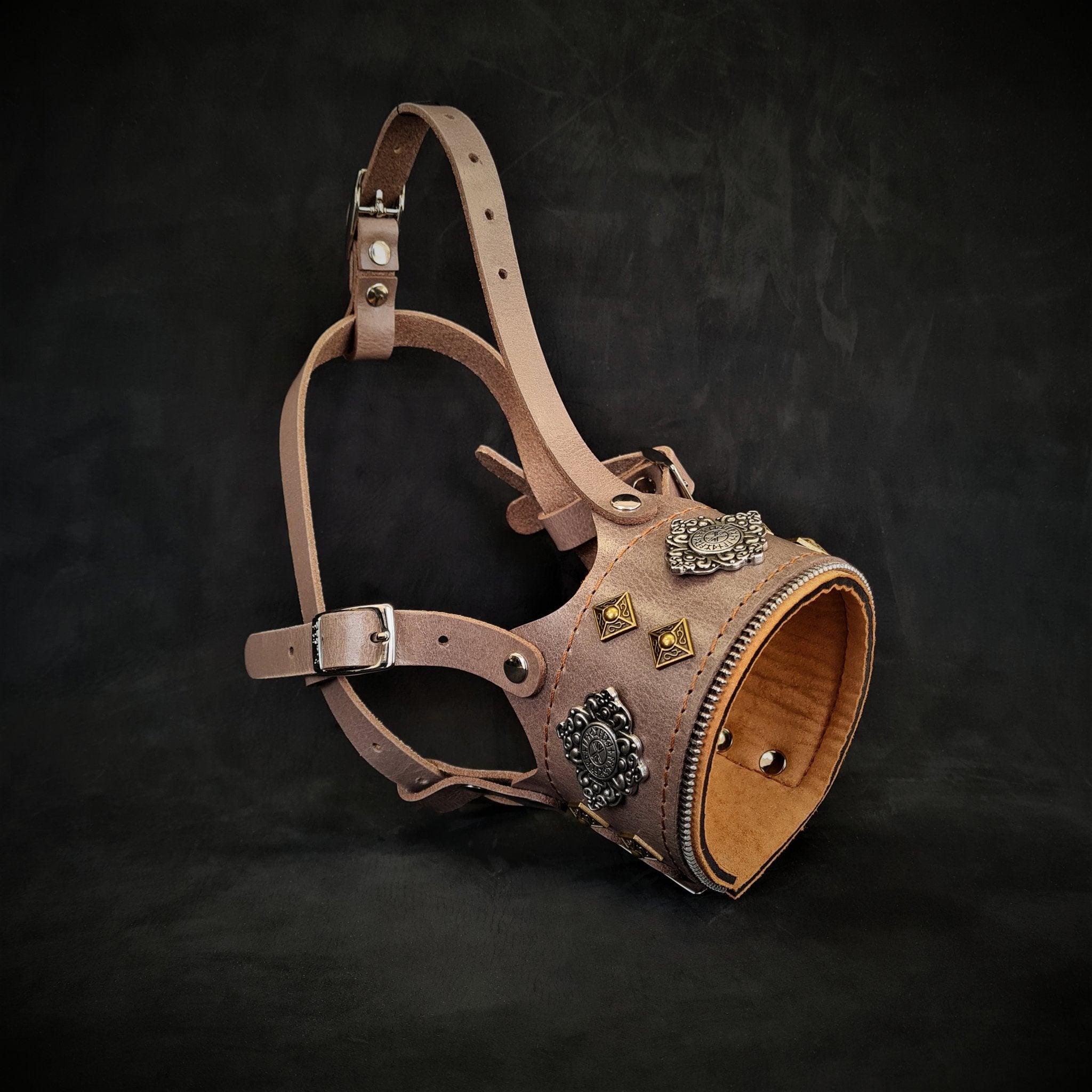 Bestia La muselière en cuir "Aztec" Gris — Colliers, laisses et harnais — photo 2