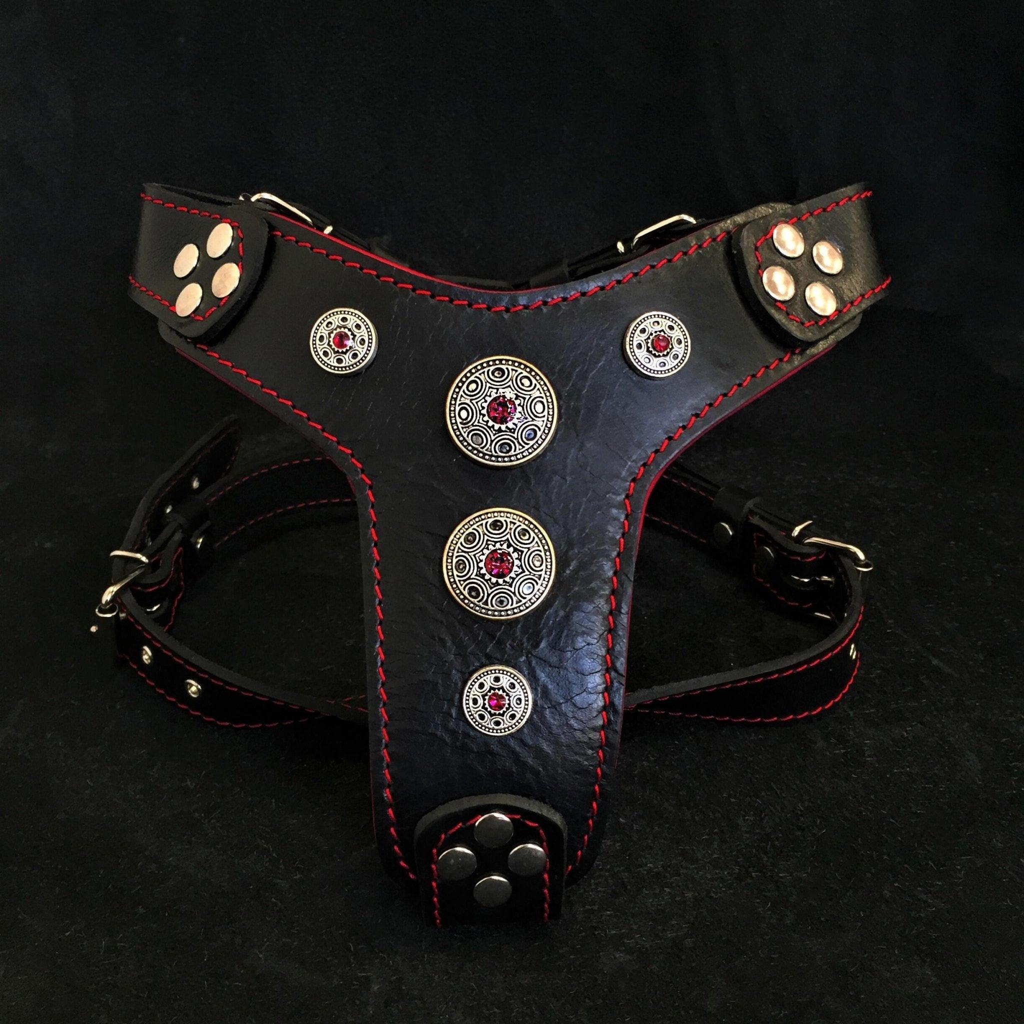 Bestia Szelki "Bijou" Black & Red Small to Medium Size — Obroże, smycze i szelki — photo 2