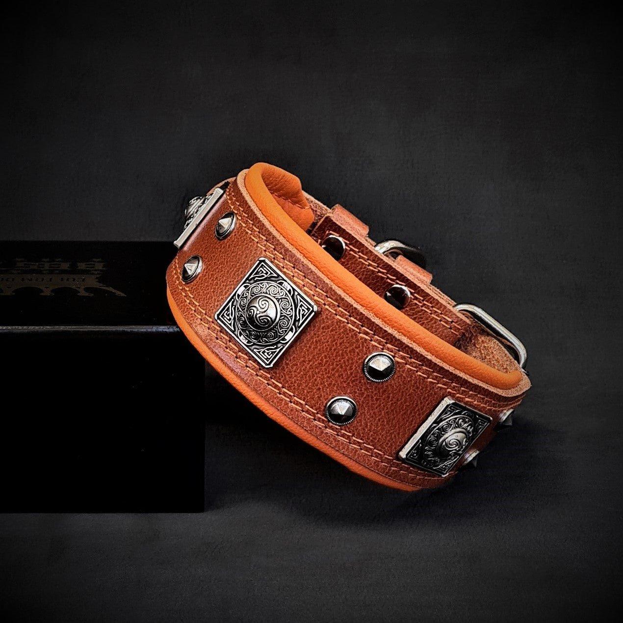 Bestia Le collier "Eros" large de 2 pouces marron & orange — photo 2