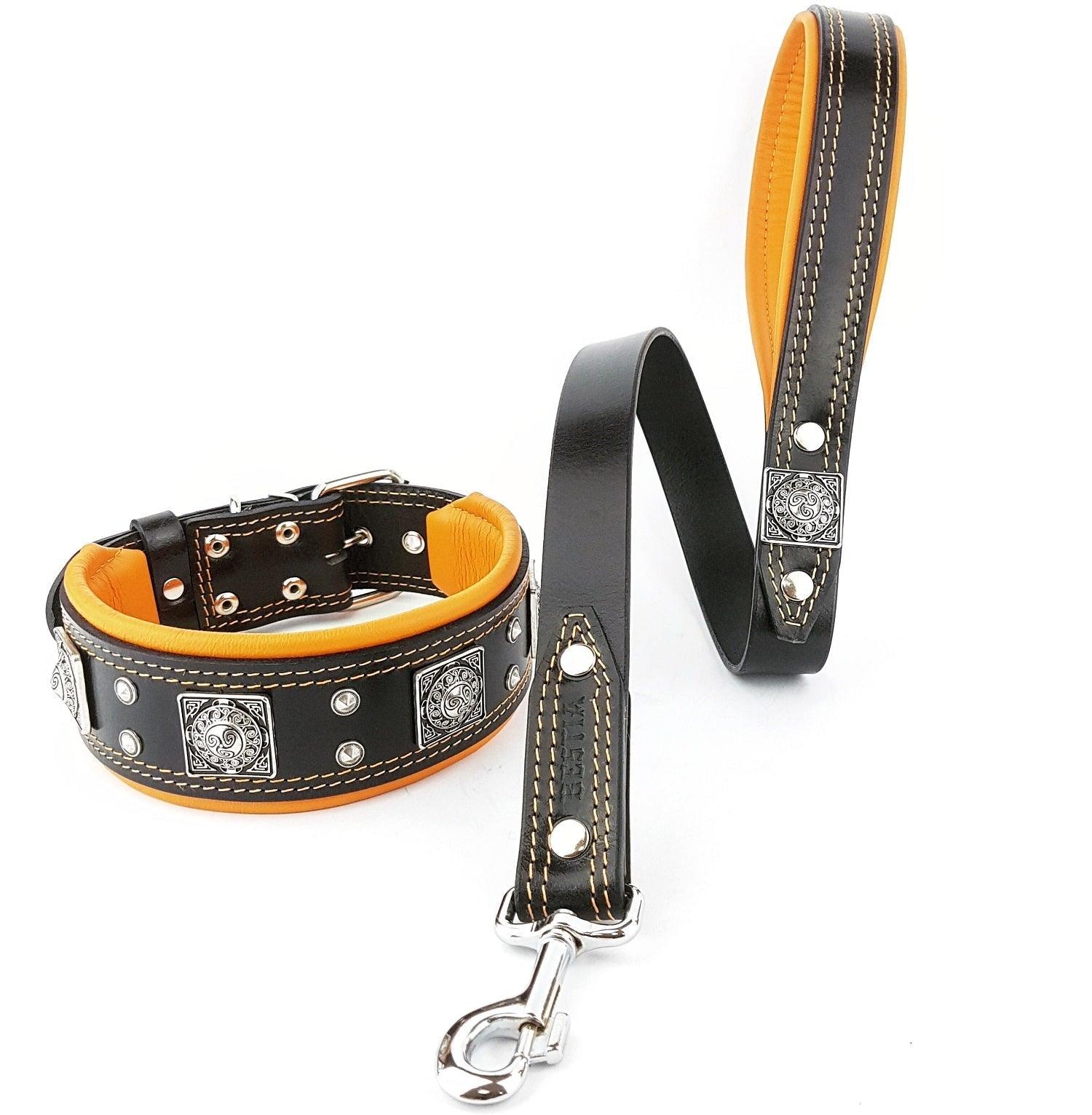 Bestia Le collier "Eros" 2,5 pouces de large noir & orange — photo 3