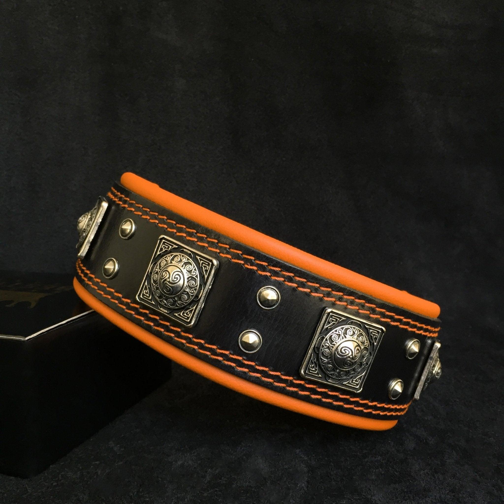 Bestia Le collier "Eros" 2,5 pouces de large noir & orange — photo 2