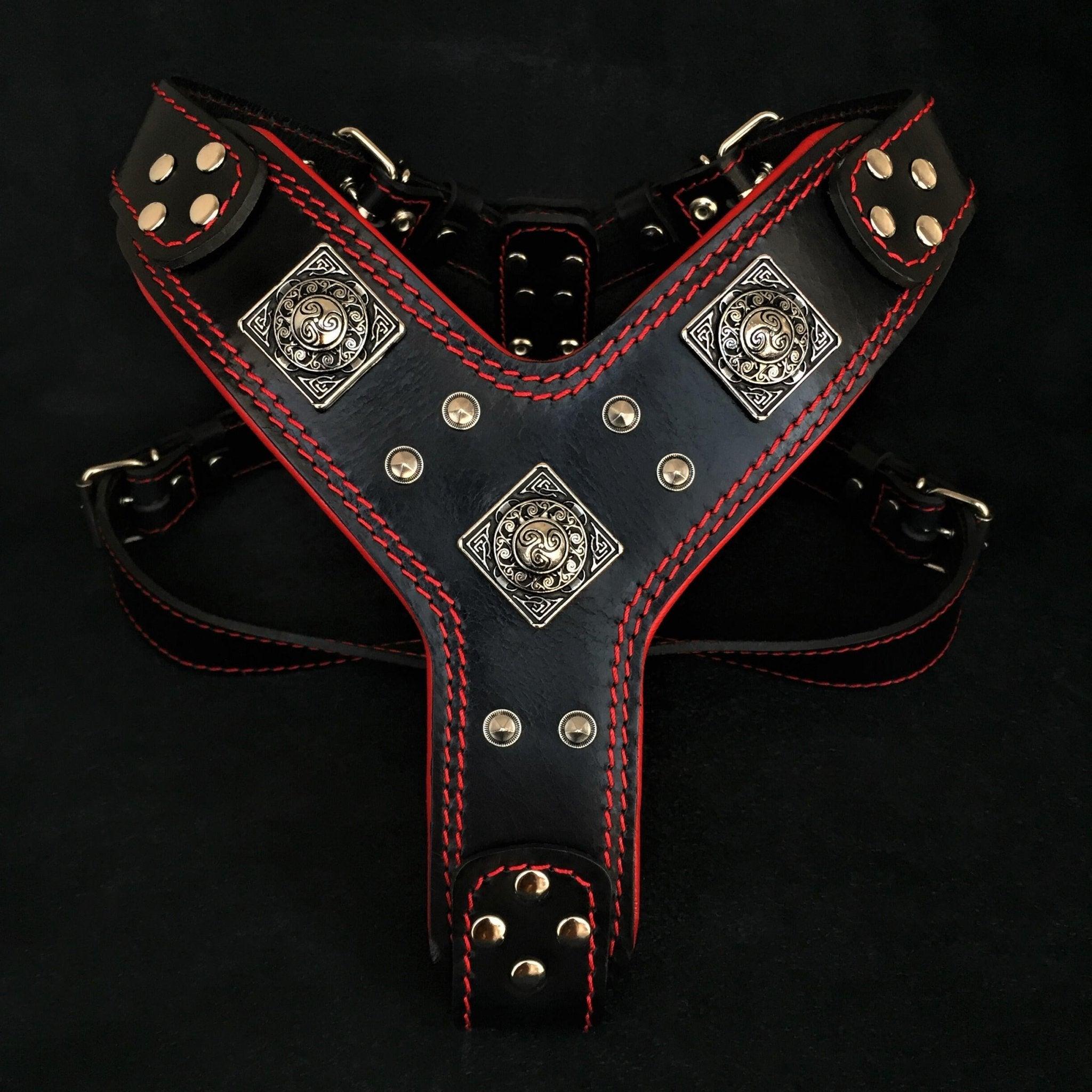 Bestia The "Eros" harness black & red — Colliers, laisses et harnais