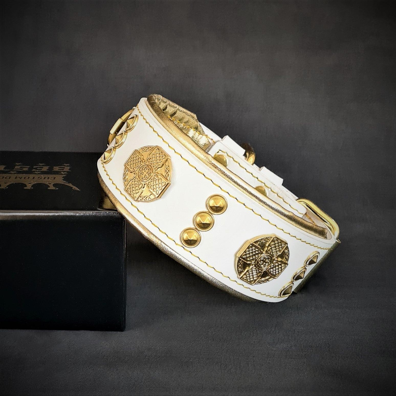 Bestia Le collier "Maximus" de 2 pouces de large blanc & or — photo 2
